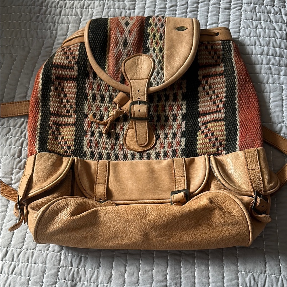Kiboots Tan and Multicolor Leather Backpack